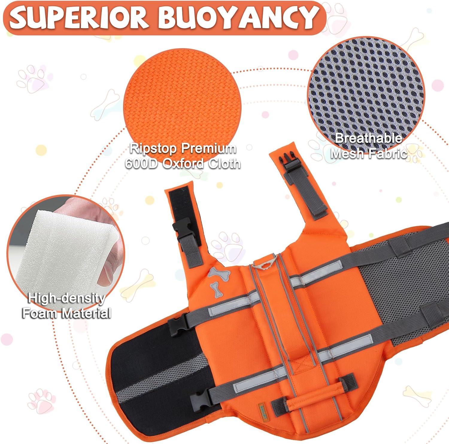 Adjustable pet flotation jacket with sturdy rescue handle