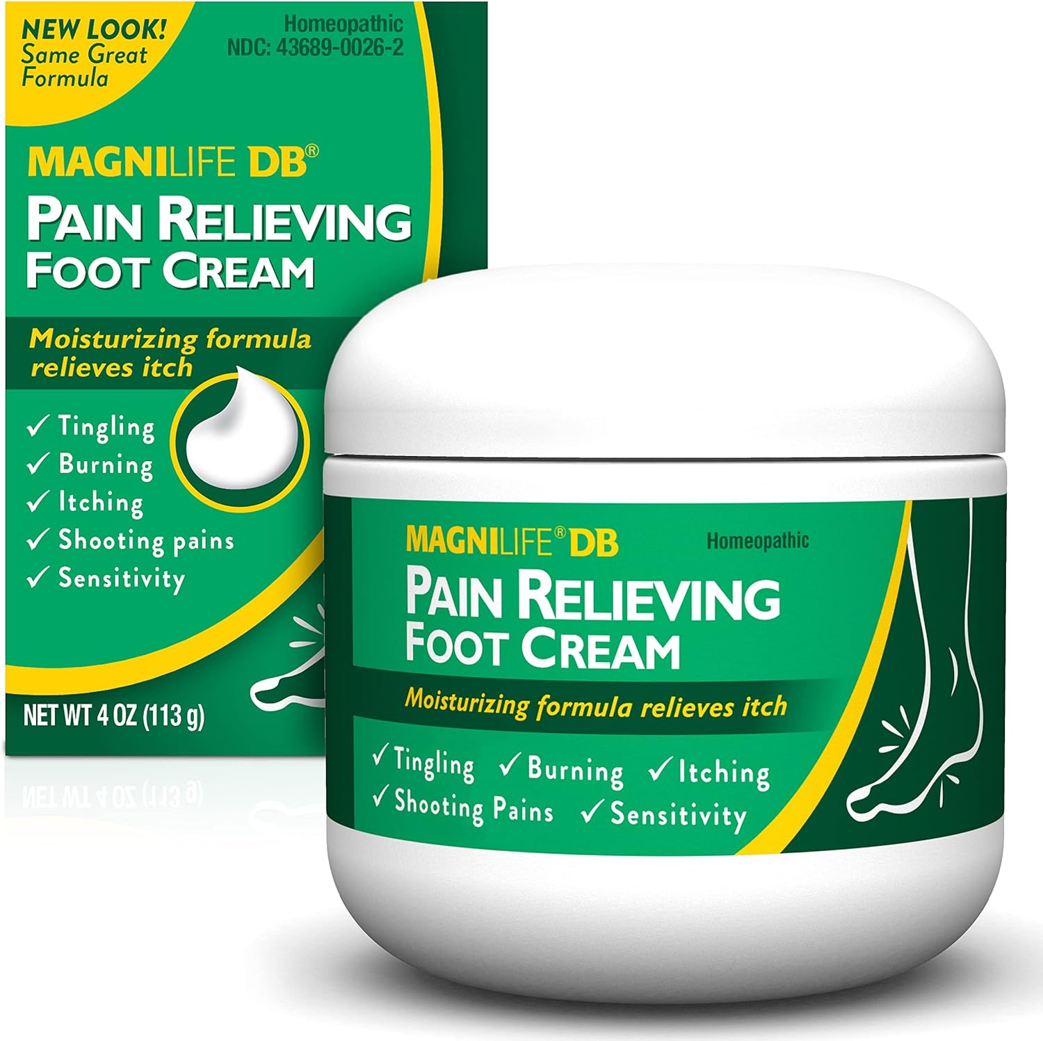 MagniLife DB Pain Relieving Foot Cream 4 Ounce Jar front view