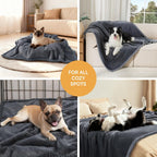 Small puppy sleeping comfortably on a Luciphia sherpa pet blanket