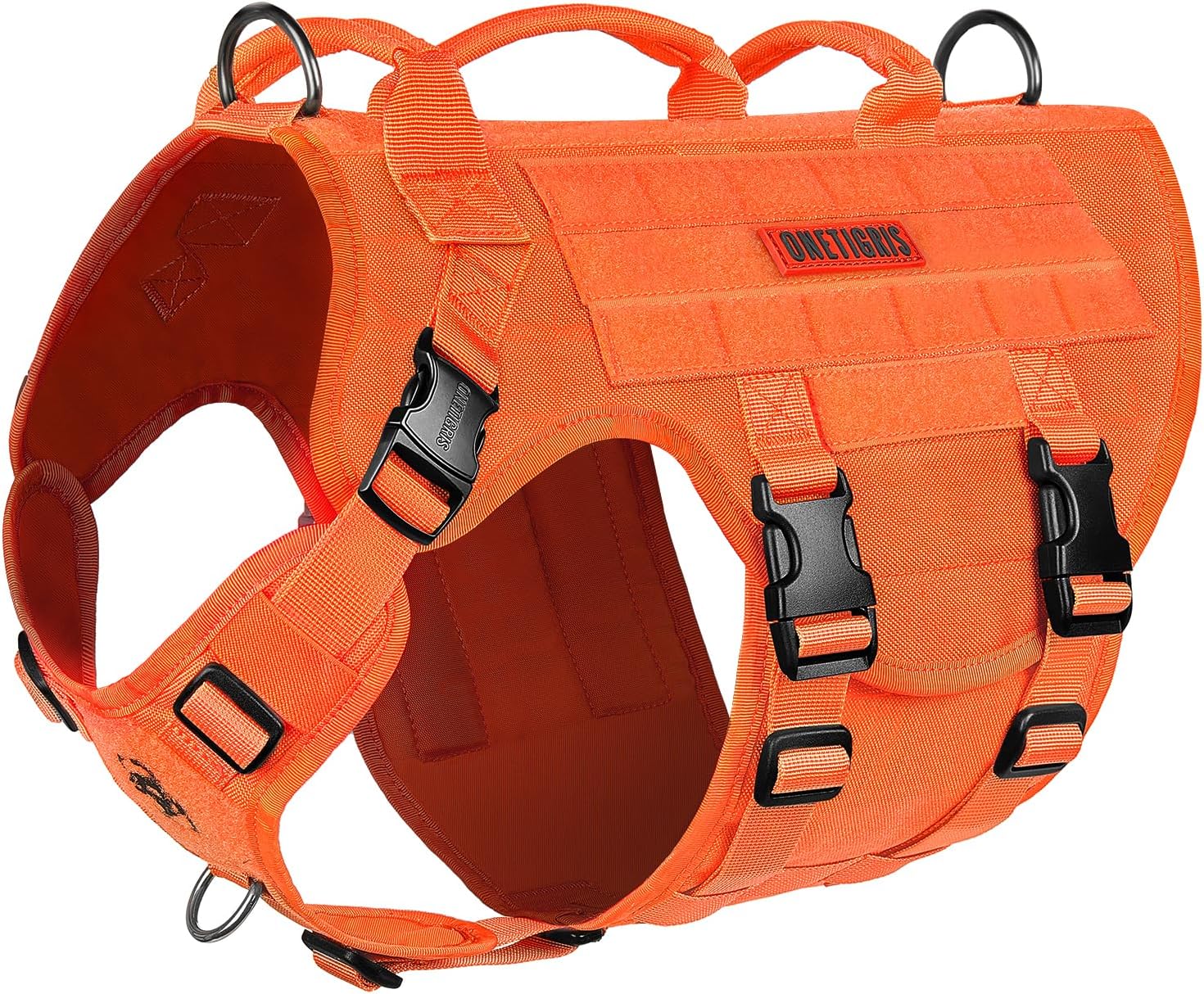 OneTigris Large Tactical Dog Harness, No Pulling Adjustable Dog Vest Harness, Heavy Duty Dog Harness with Handle, Large Hook and Loop Panels for Patch Black - Image 12