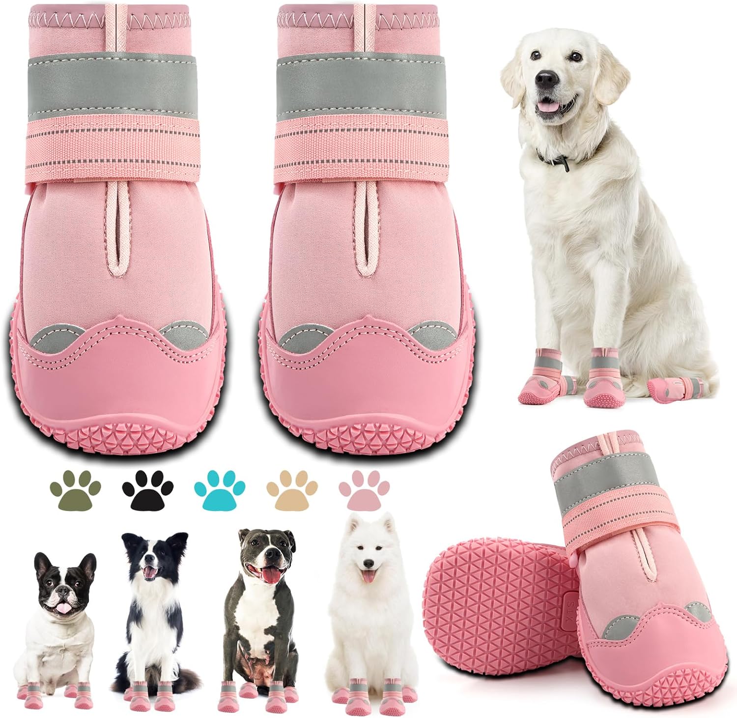 Dog Boots for Large Dogs, Medium Dog Boots & Paw Protectors for Hardwood Floors, Outdoor Dog Booties for Hot Pavement Winter Snow Hiking, Dog Shoes with Reflective Strips - Image 11
