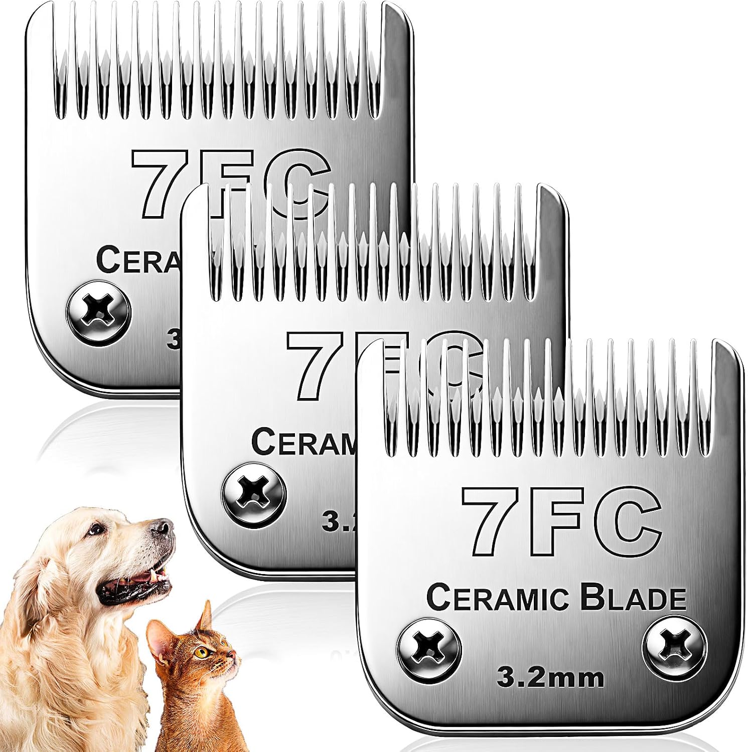 Audoc dog grooming replacement clipper blade front view showing ceramic cutter teeth.