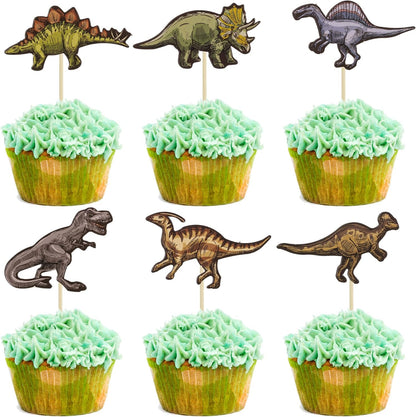 Ephlyn 36 piece dinosaur cupcake topper set front view