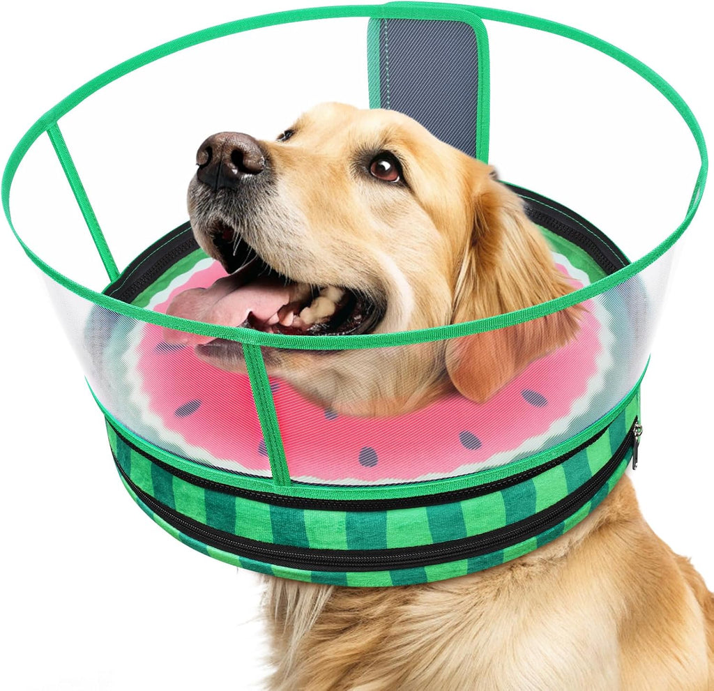Adjustable nylon strap and hook-and-loop closure on pet recovery donut