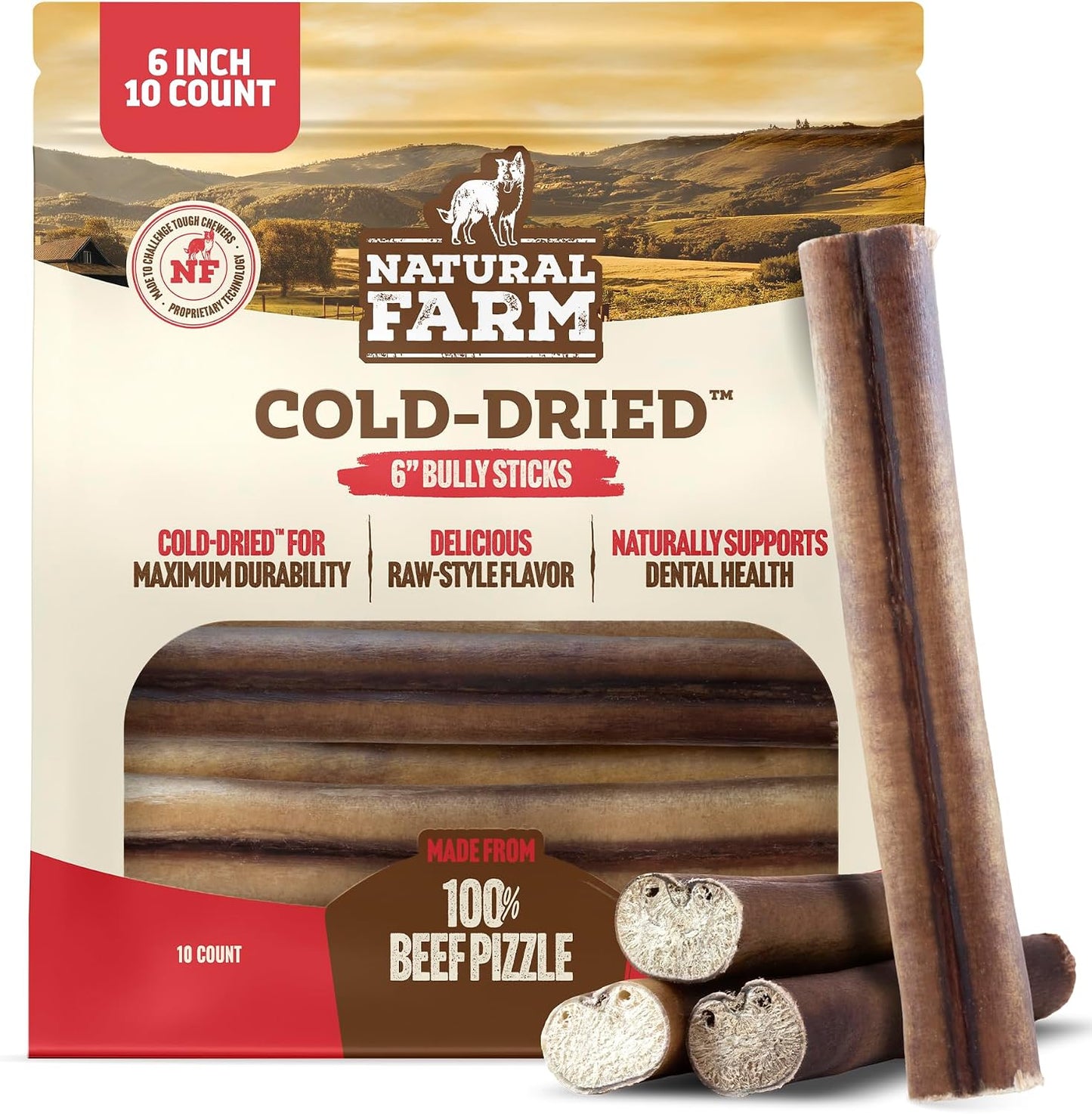 Natural Farm authentic USA imported premium beef bully sticks for indoor chewing