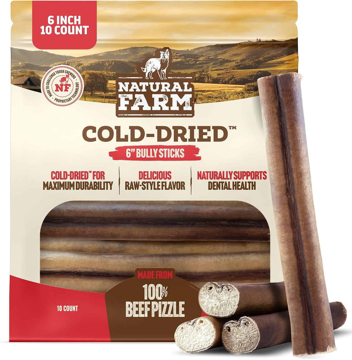 Natural Farm authentic USA imported premium beef bully sticks for indoor chewing