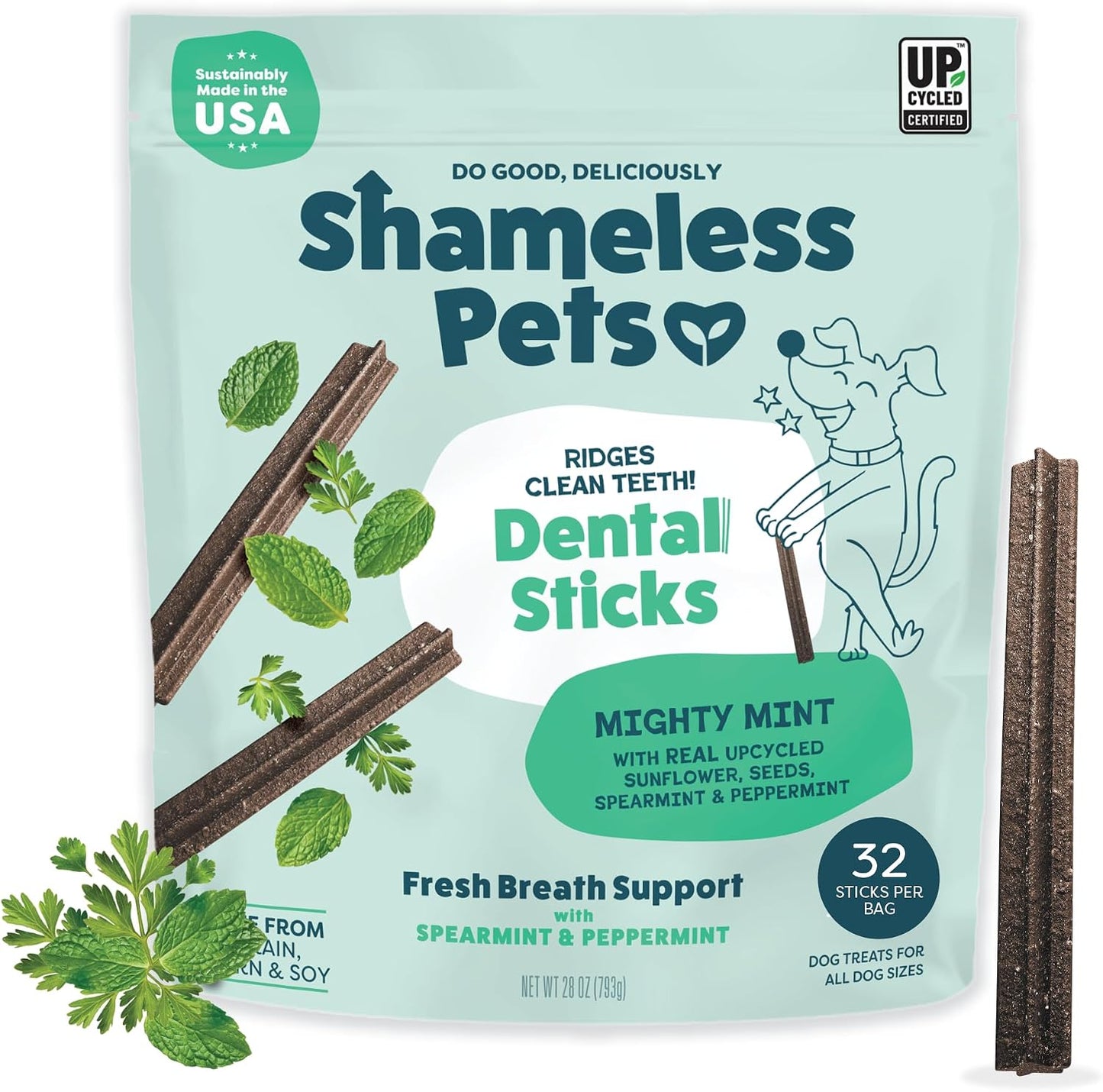 Shameless Pets Blueberry & Mint Dental Chews for Dogs, 8 Chews - Natural Dog Teeth Cleaning Treats with Fresh Breath Benefits | Grain-Free Dental Sticks for Small, Medium & Large Dogs - Image 11