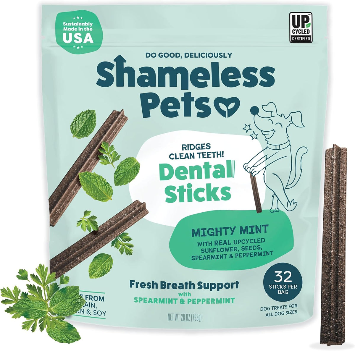 Shameless Pets Blueberry & Mint Dental Chews for Dogs, 8 Chews - Natural Dog Teeth Cleaning Treats with Fresh Breath Benefits | Grain-Free Dental Sticks for Small, Medium & Large Dogs - Image 11