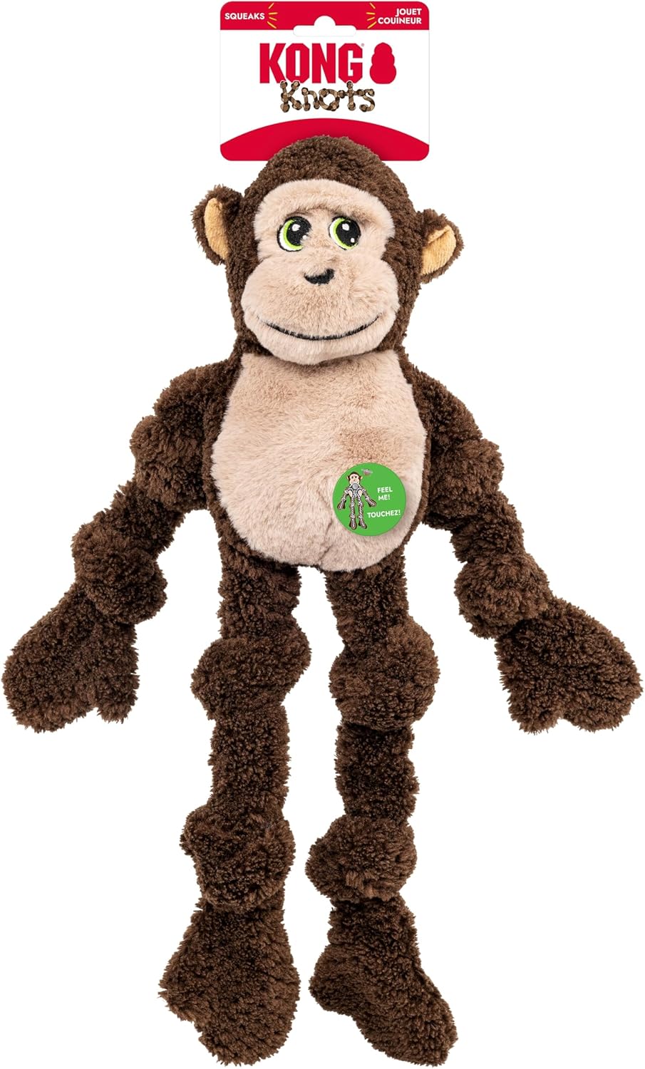 Oversized KONG Knots Monkey plush pet toy displaying the internal rope skeleton structure.