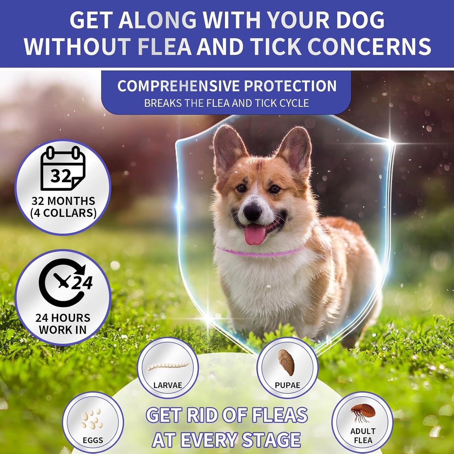 Adjustable Yotango flea and tick treatment collar for puppies
