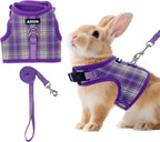 AIITLE Bunny Harness and Leash Set Escape Proof - Magic Tape Design, Lightweight Plaid Pattern Mesh Padding, No Pull No Choke for Puppy Cat Rat Squirrel Ferret, Outdoor Walking Running, Beige S - Image 13