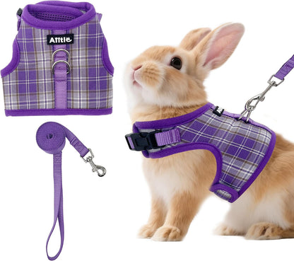 AIITLE Bunny Harness and Leash Set Escape Proof - Magic Tape Design, Lightweight Plaid Pattern Mesh Padding, No Pull No Choke for Puppy Cat Rat Squirrel Ferret, Outdoor Walking Running, Beige S - Image 13