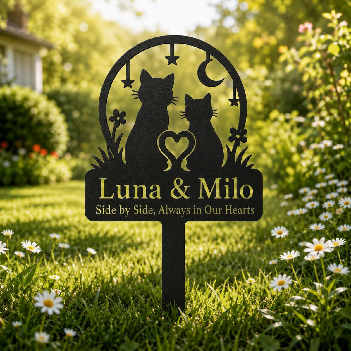Personalized Cat Memorial Garden Stake, Custom Metal Cat Grave Marker with Name and Message, Cat Loss Sympathy Gift for Yard Garden Cemetery (Sleeping Cat) - Image 12