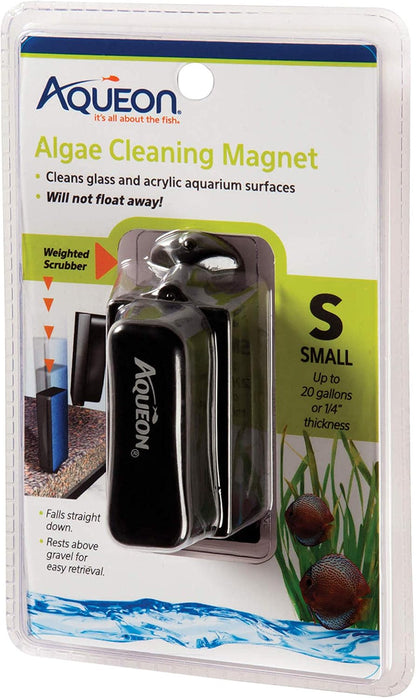 Aqueon Aquarium Algae Scraper front view showing the sleek black and grey magnetic handle assembly.
