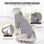 Johnbolin cat spay neuter surgical suit with open back design for clean litter box use