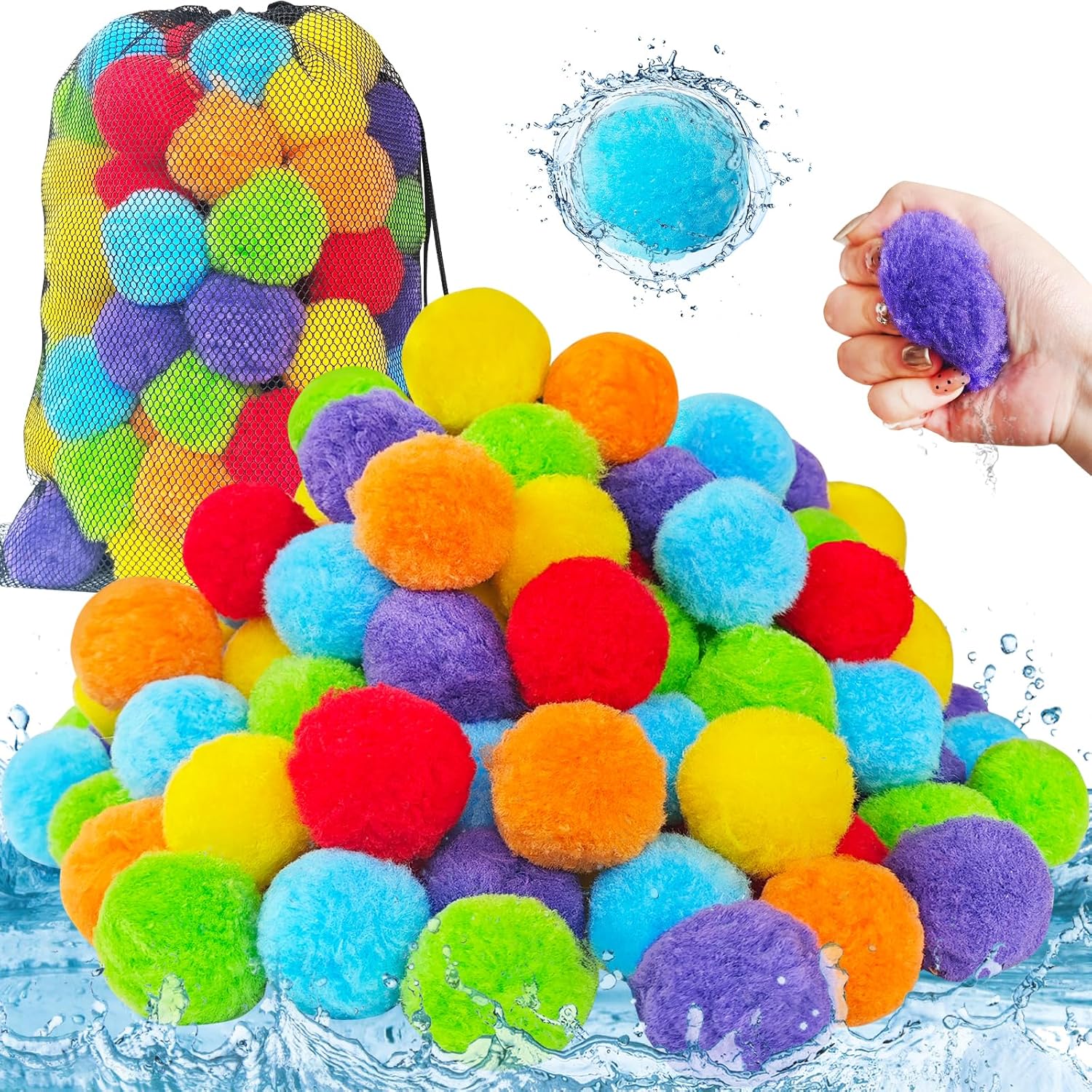 Zddaoole reusable water balls one hundred and twenty count pack front view with mesh bag