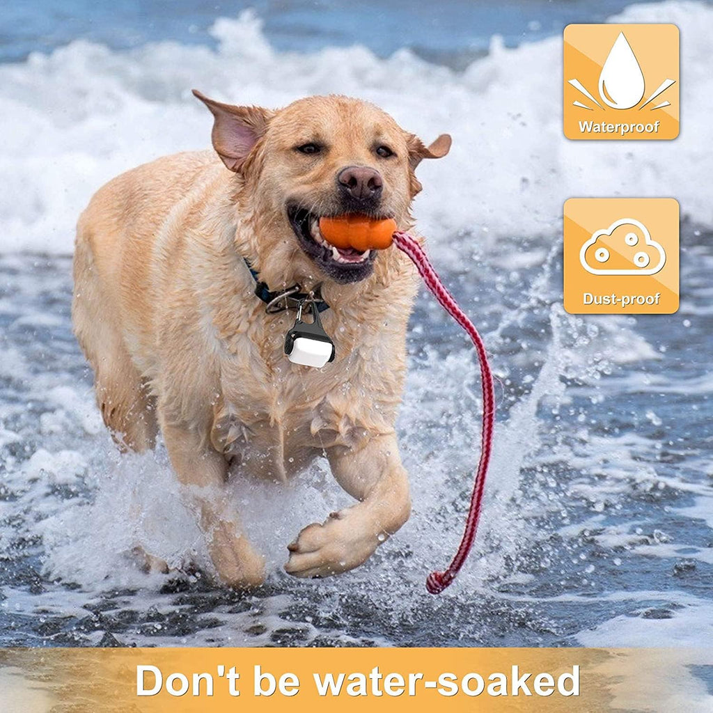 Compact dog collar light attached to a premium harness demonstrating lightweight placement.