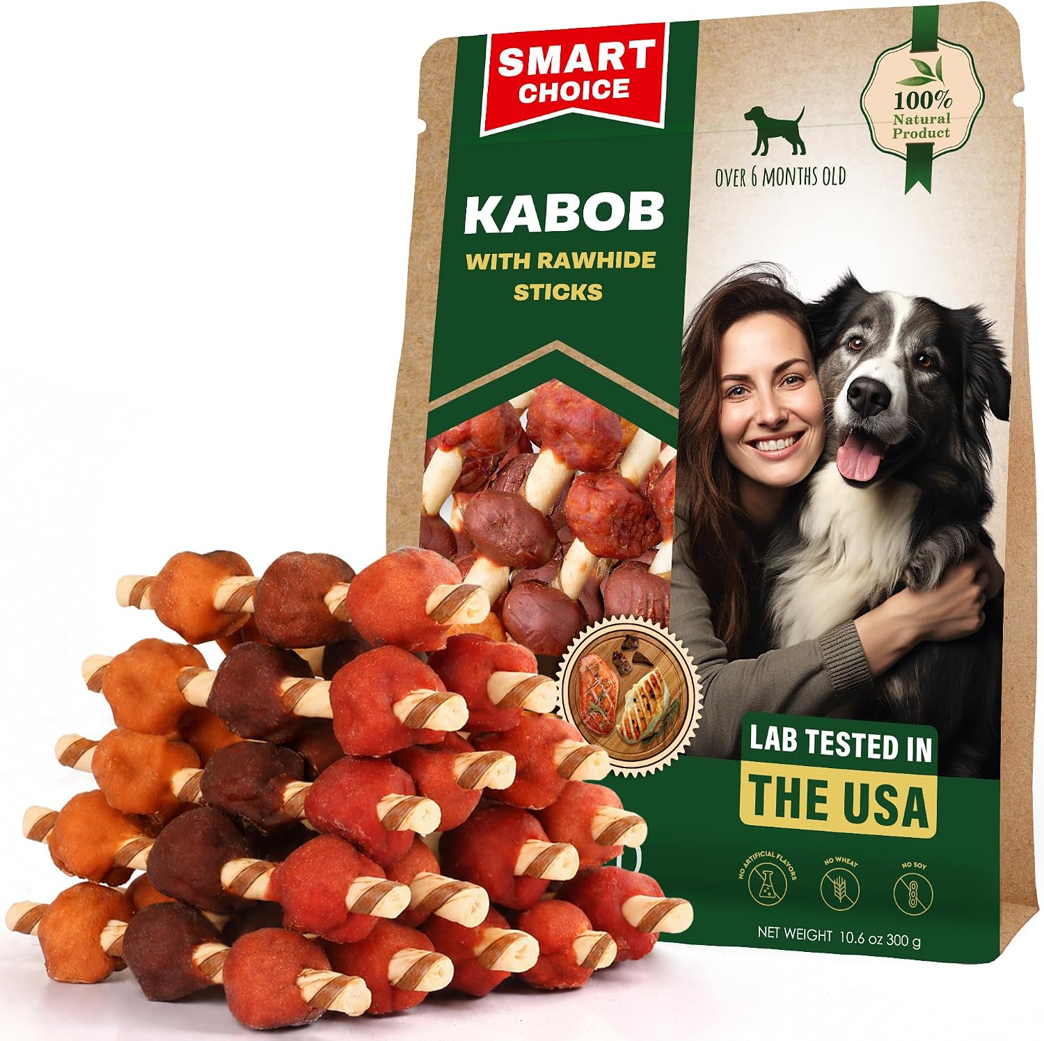 Beloved Pets dog treats rawhide kabobs front view premium pet snacks