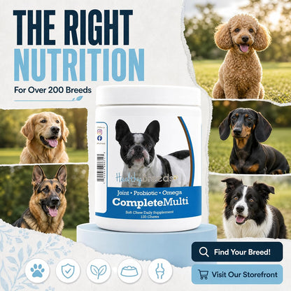 Healthy Breeds USA imported dog supplement packaging