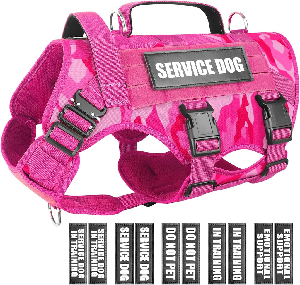 WINSEE Service Dog Vest Harness for Large Dog, Tactical Working MOLLE Vest with 10 Pet Patches, No Pull Heavy Duty Harness for Training Walking - Image 12