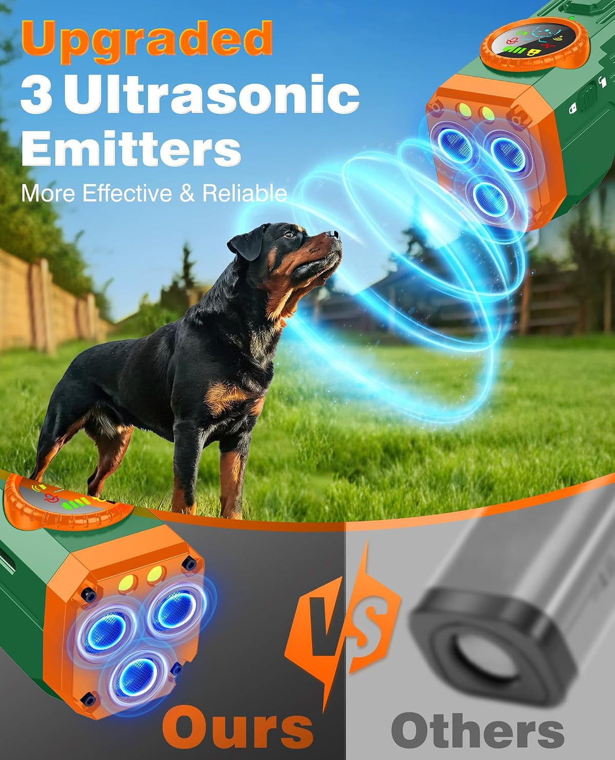 Fihuxoz dog barking silencer displaying battery level