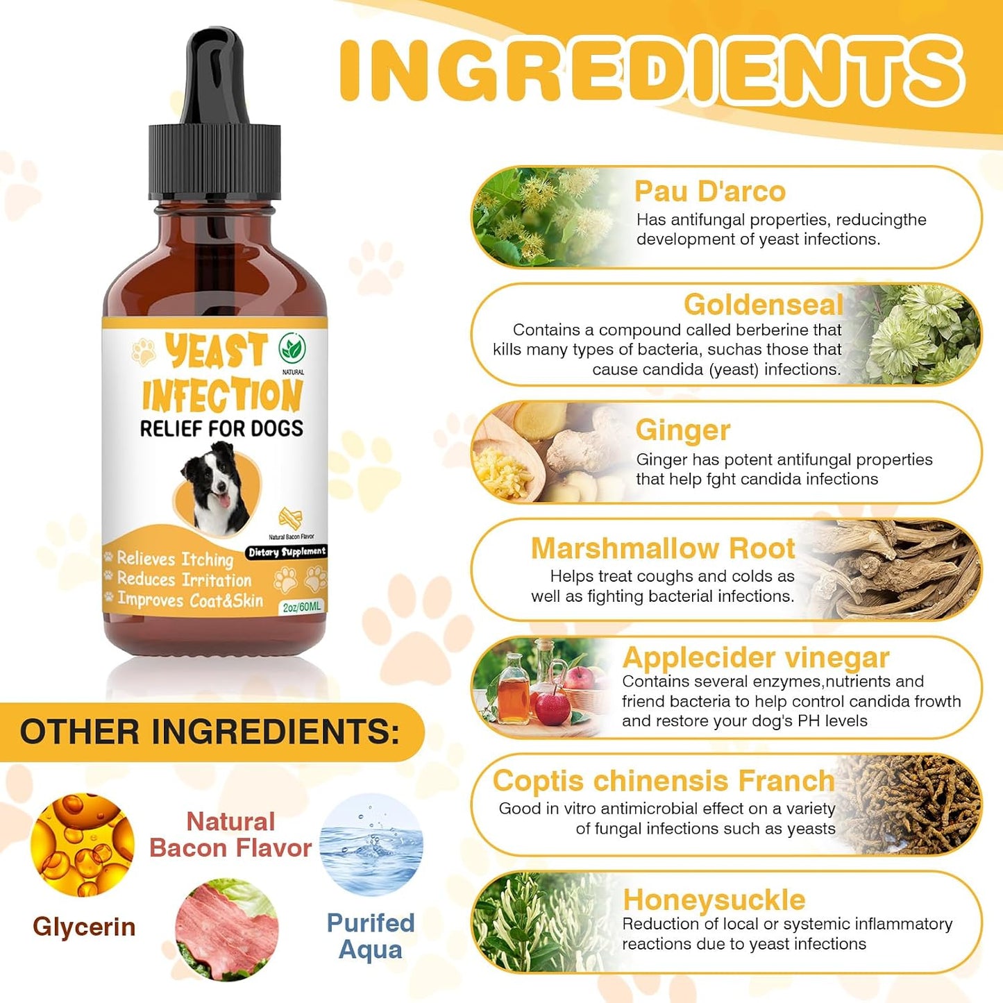 Dog skin irritation and paw licking remedy close up