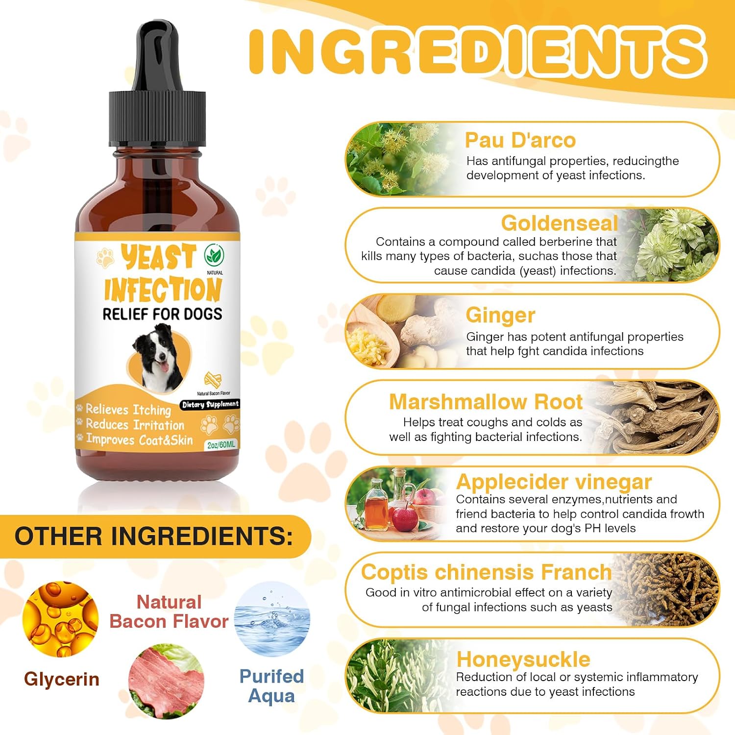 Dog skin irritation and paw licking remedy close up