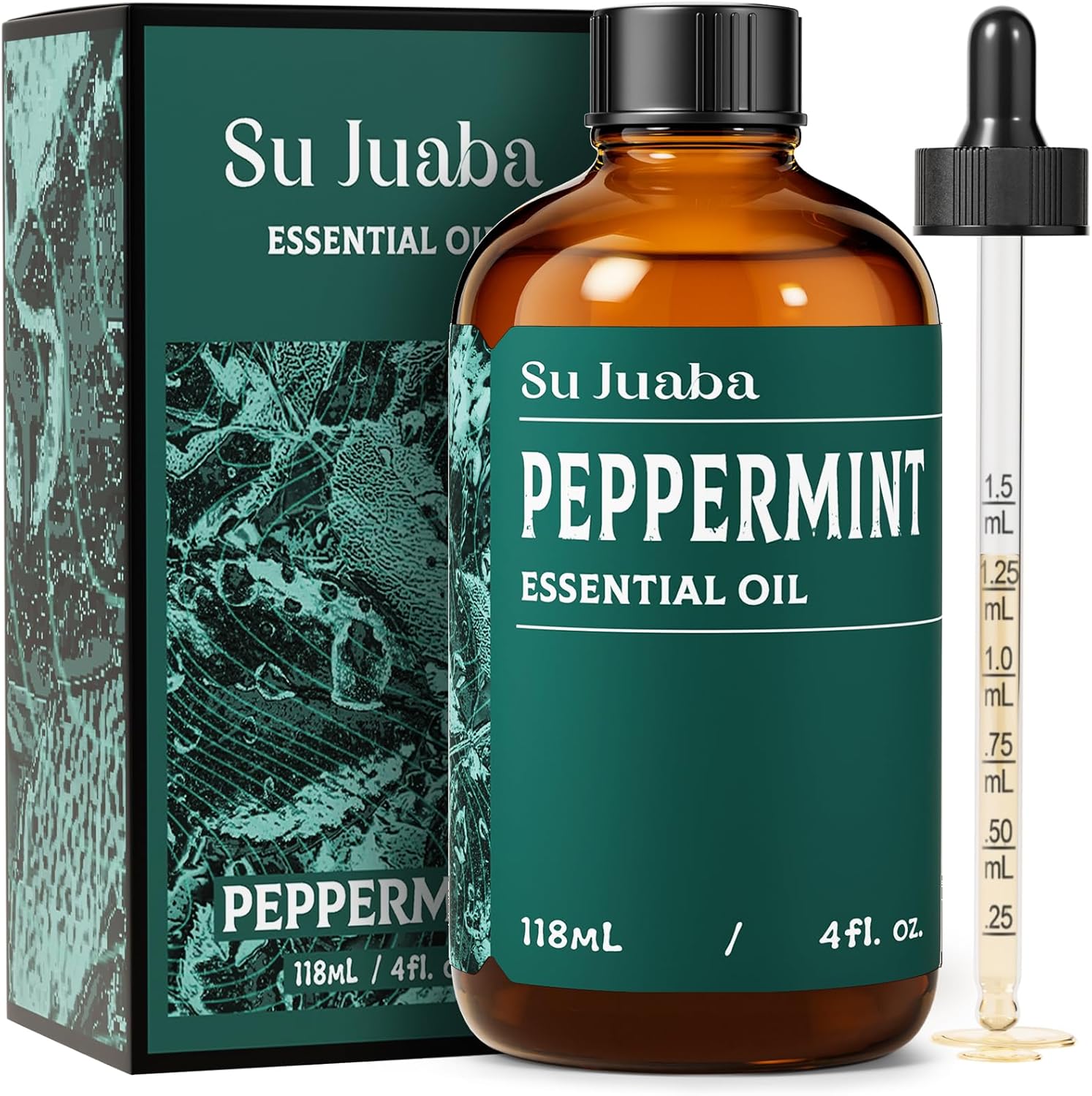 SU JUABA Peppermint Essential Oil front view 118ml bottle