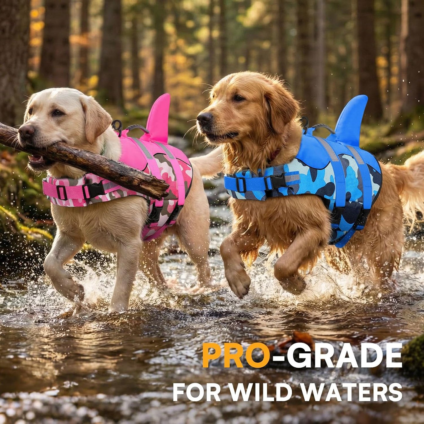 Queenmore premium ripstop dog vest showing metal D ring leash attachment