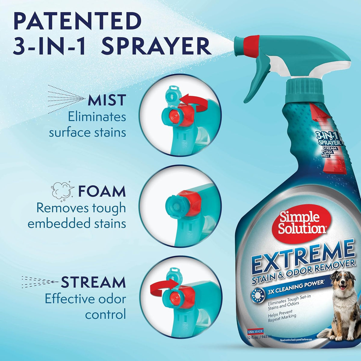 Simple Solution Extreme cleaner bottle next to a pet bed
