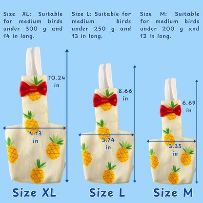 Adjustable hook and loop velcro strap system on the back of a medium bird diaper