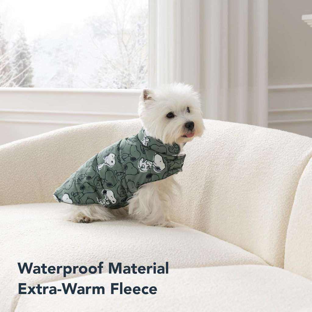 Berkshire Blanket quilted taffeta dog coat illustrating the waterproof outer shell material