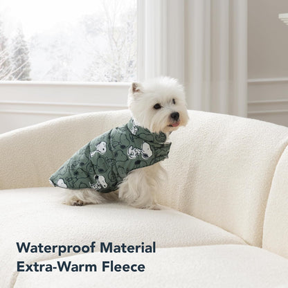 Berkshire Blanket quilted taffeta dog coat illustrating the waterproof outer shell material