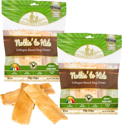 Fieldcrest Farms Nothin to Hide Flip Chips Dog Chews - Natural Rawhide Alternative Treats for Dogs, Collagen Based Snack for Moderate Chewers Up to 35lbs, Chicken Flavor - Image 14