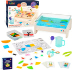 Battat Education Bright Explorer sensory light box front view showing glowing green light surface.