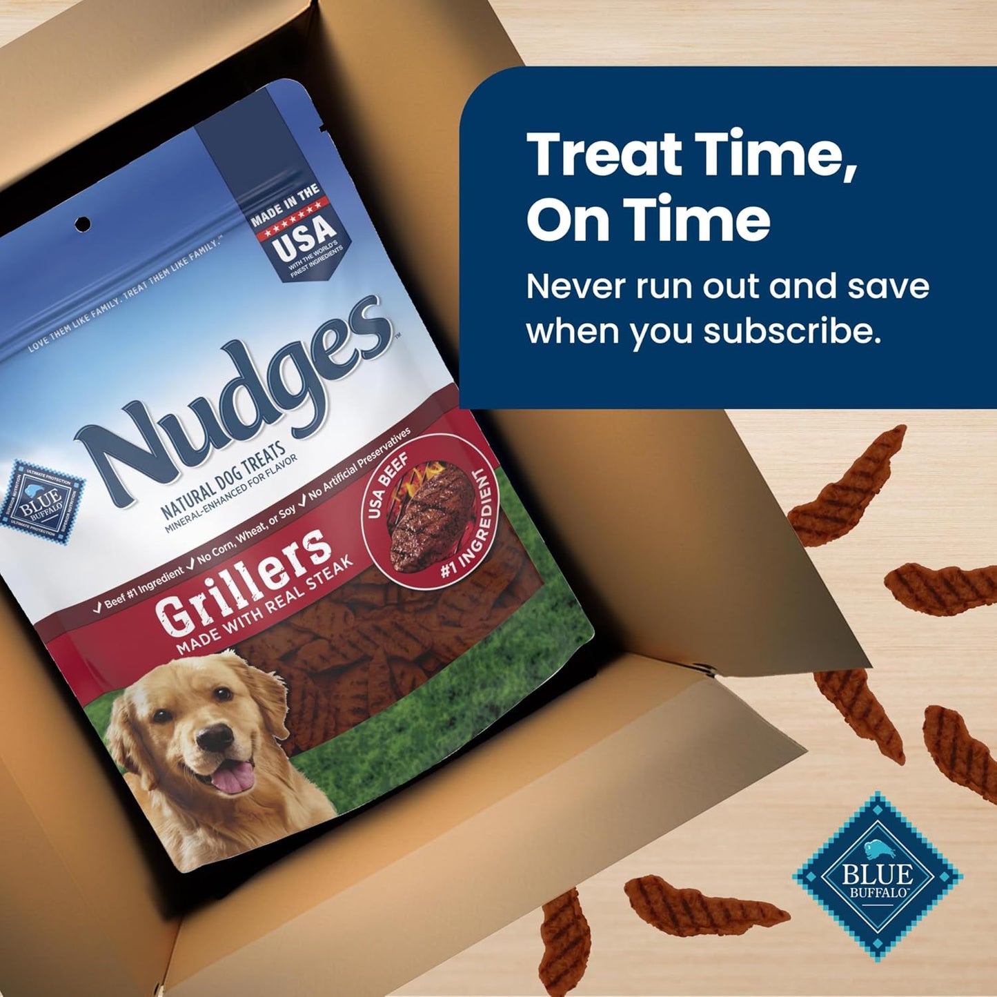 Blue Buffalo Nudges Steak Grillers Natural Dog Treats, Meaty Dog Snacks, Healthy Reward or Training Treat, Made in the USA with Real Beef, No Artificial Preservatives, 10 oz. - Image 11