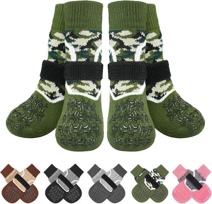 BEAUTYZOO 6PCS Dog Socks to Prevent Licking Paws for Cold Pavement, Winter Dog Shoes with Grippers for Hardwood Floors Anti Slip, Puppy Boots & Paw Protectors for Small Medium Large Senior Dogs, SM - Image 13