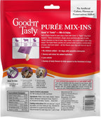 Good 'n' Tasty dog food topper single serve puree pouches displayed