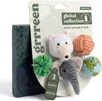 GRRREEN Plush Earth Animals Cat Toy 5-Pack front packaging view