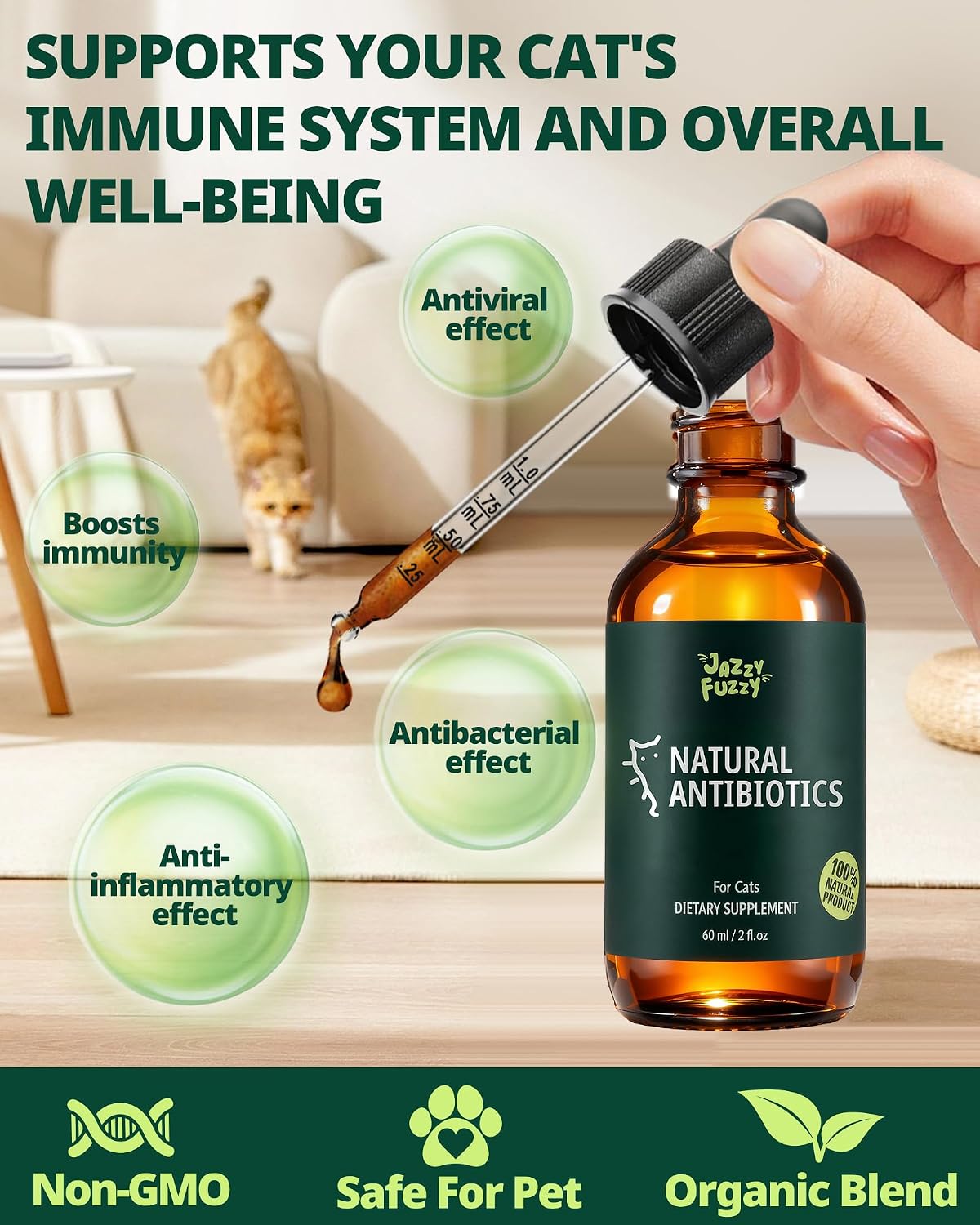 Petrivium L-Lysine and Taurine cat wellness drops being added to pet food