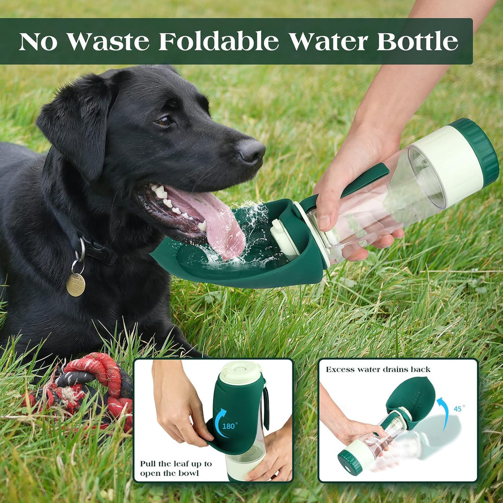 One handed operation of TIOVERY dog water bottle showing water dispensing
