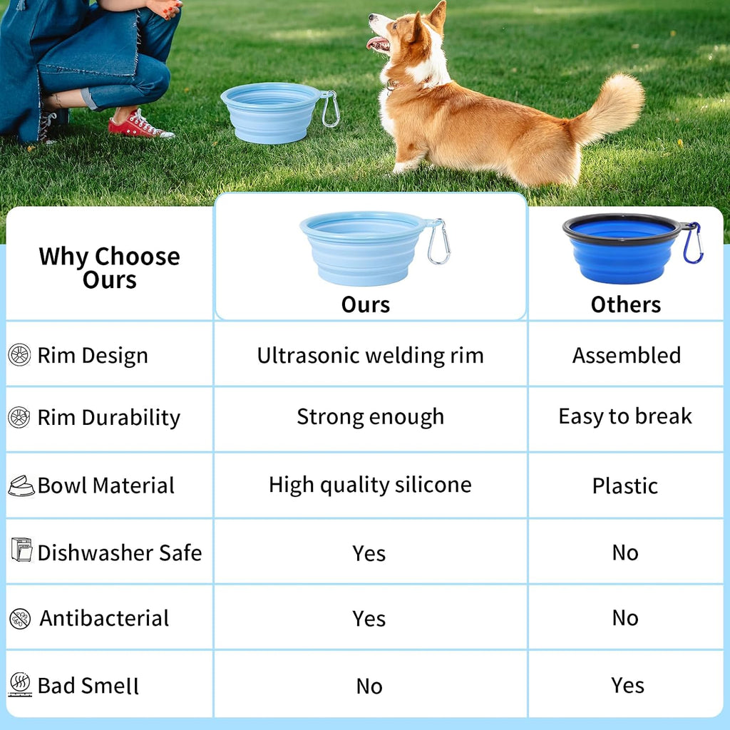 Expanded small size SLSON dog food feeder dish showing sturdy one piece rim