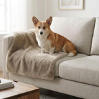 4 Cats & Dogs pet blanket draped over a living room sofa for furniture protection.