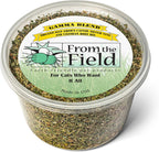 From The Field Gamma Blend catnip tub front view showing organic USA grown ingredients packaging.