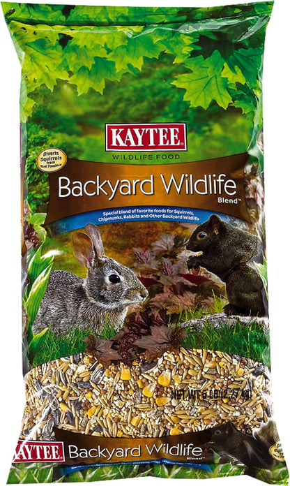 Kaytee Backyard Wildlife food blend front view premium squirrel and rabbit seed mix bag