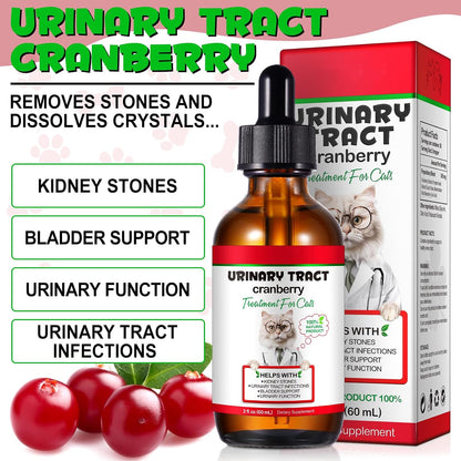 Natural cranberry kidney and bladder supplement for cats liquid dropper presentation
