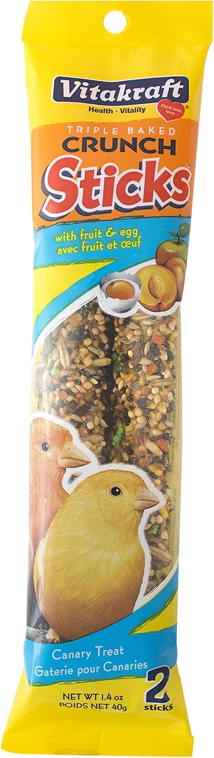Two pack Vitakraft Canary Egg Stix nutritional information label