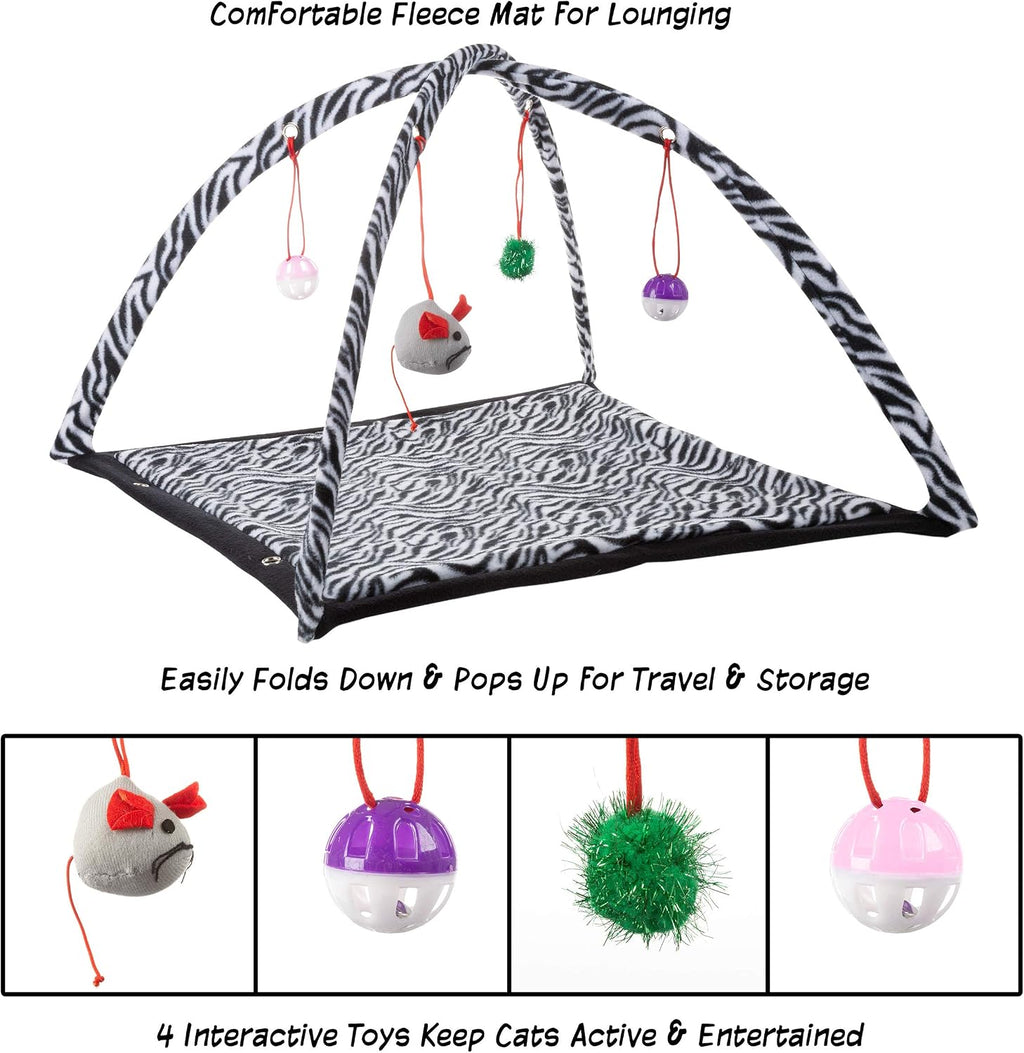 Collapsible cat activity station folded flat for storage