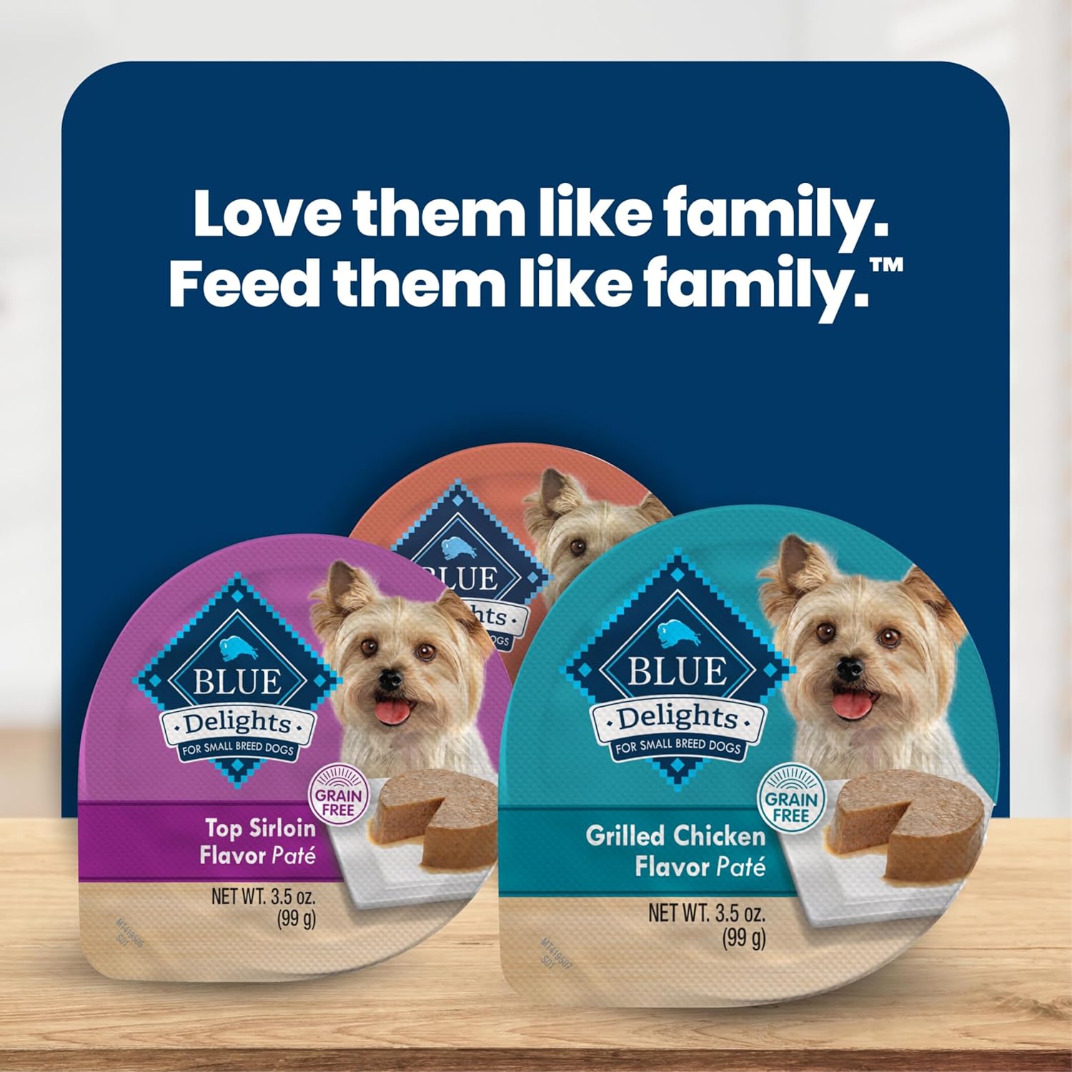 Blue Buffalo Delights Variety Pack Natural Grain Free Wet Dog Food for Small Breed Dogs (Top Sirloin Flavor Pat and Grilled Chicken Flavor Pat) with Natural Ingredients, 3.5-oz. Each (12 Cups) - Image 9