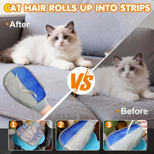 Double sided electrostatic hair removal mitt cleaning sofa fur